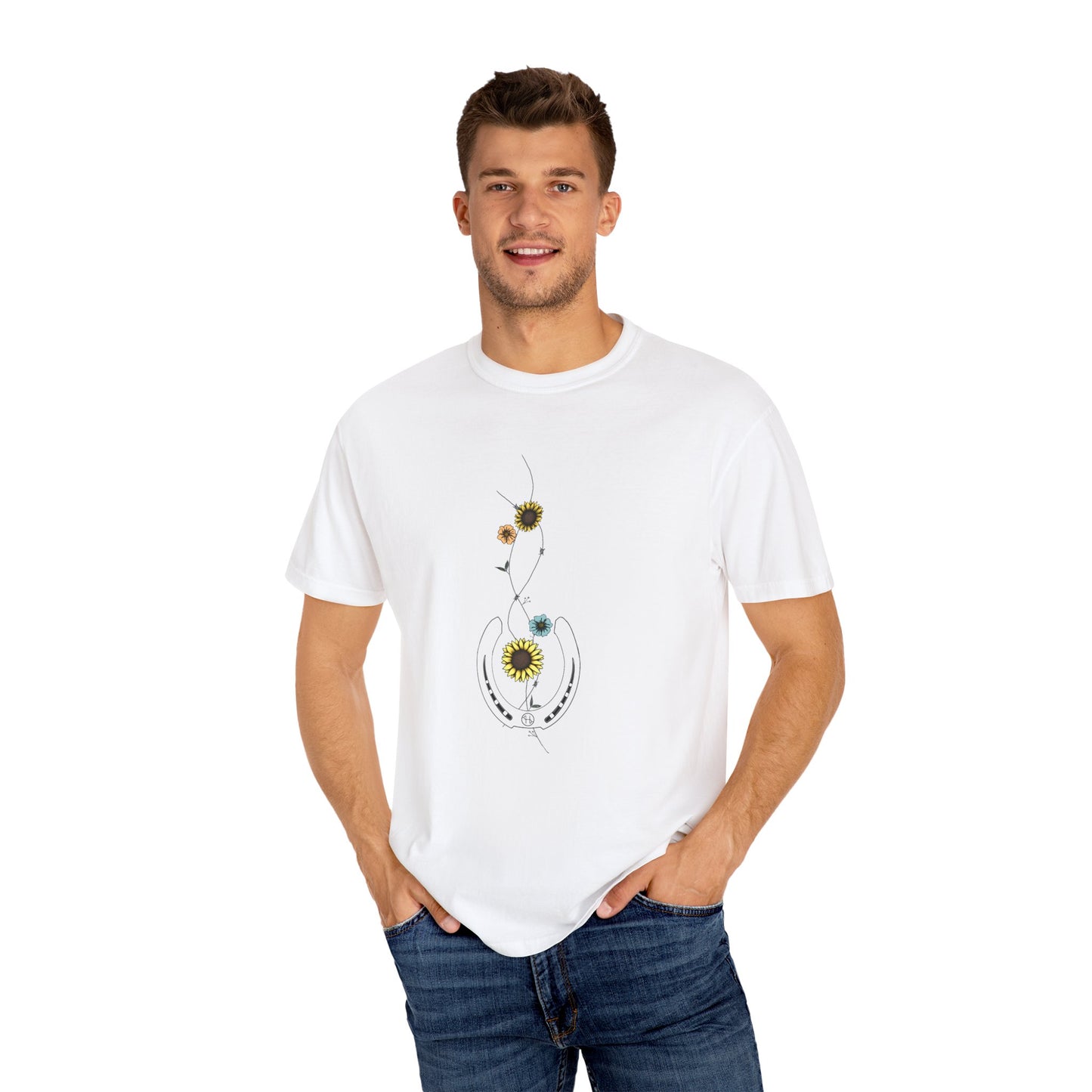 Flowers, Barbed Wire n’ Horse Shoe T-Shirt