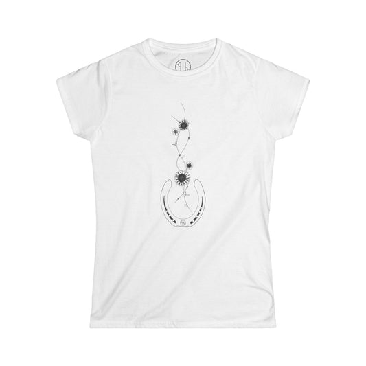 Floral Barbed Wire Horseshoe Tee