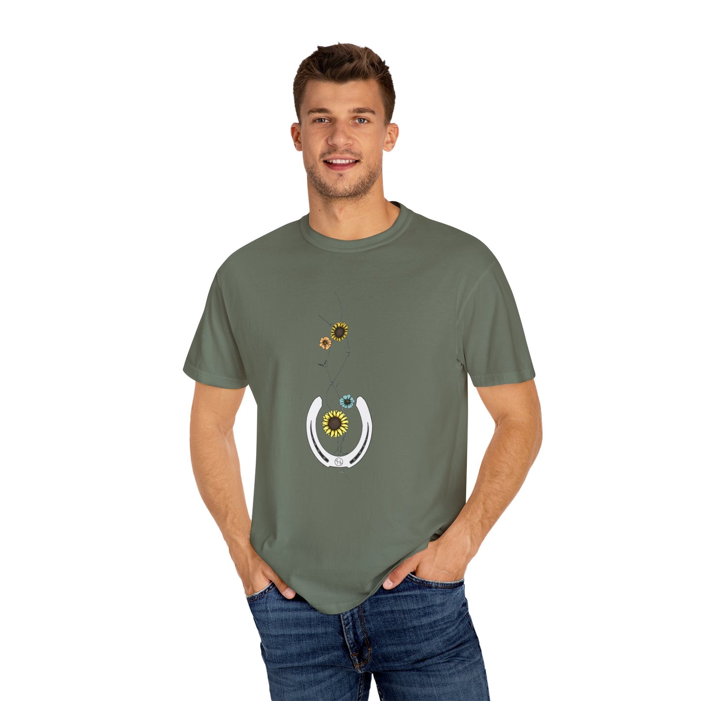Flowers, Barbed Wire n’ Horse Shoe T-Shirt
