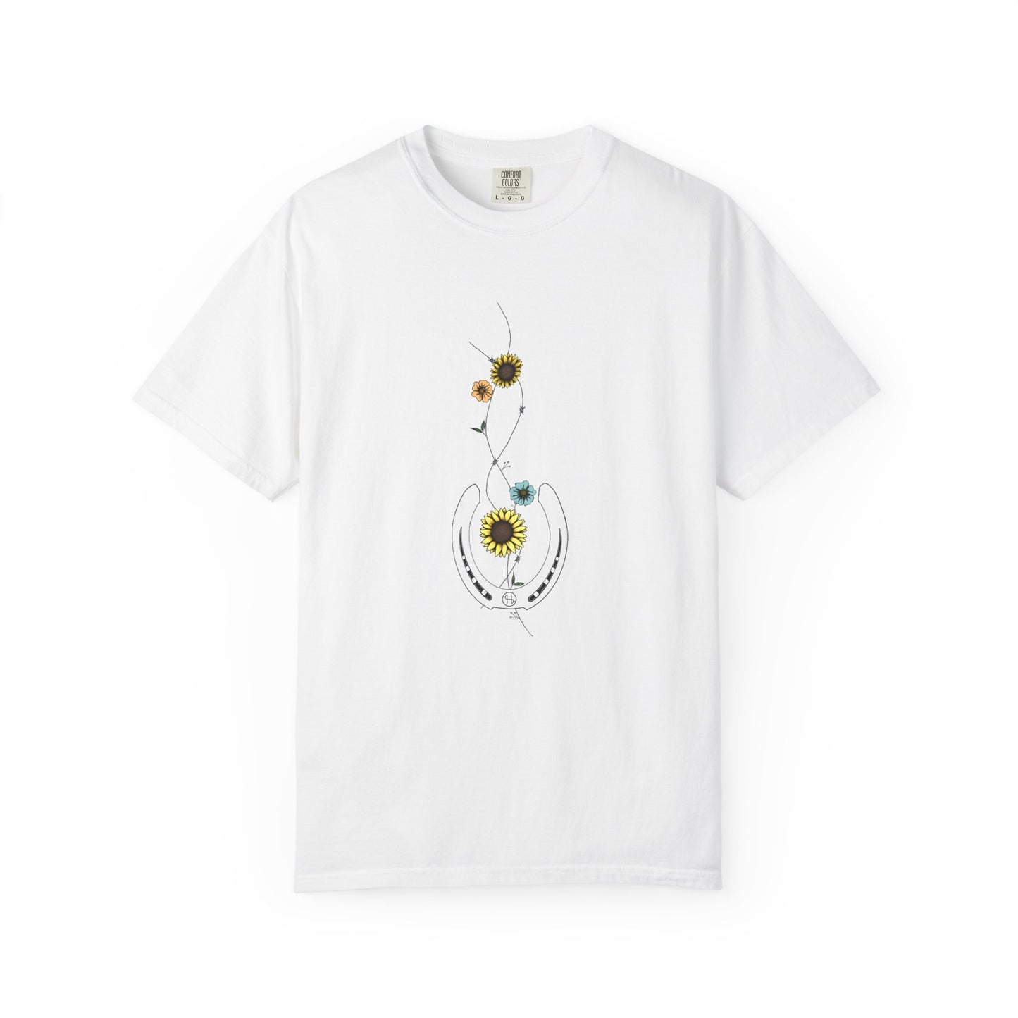 Flowers, Barbed Wire n’ Horse Shoe T-Shirt